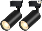 Black LED Track Lighting Heads (No Track Rails), 2-Lights 10W Dimmable Track Lights Head Suitable for H Type Rails 6000K Cool White Ceiling Spotlight Fixture for Indoor Home Commercial