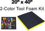 5S Tool Box Shadow Foam Organizers (2 Color) Custom Size (20" x 40", Black Top/Yellow Bottom)