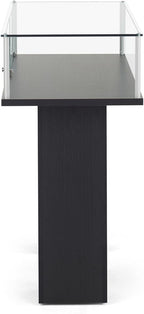 Free-Standing Tempered Glass Display Case, with 2 Pedestal Style Legs and Black Veneer