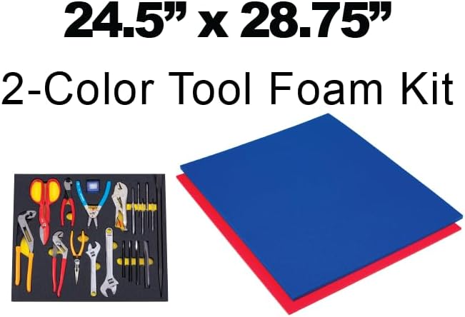 5S Tool Box Shadow Foam Organizers (2 Color) FITS STOR-LOC Tool CHESTS (24.50" x 28.75", Blue Top/Red Bottom)…