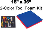 5S TOOL BOX SHADOW FOAM ORGANIZERS (2 COLOR) CUSTOM SIZE (18" x 36", Blue Top/Red Bottom)