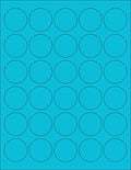8-1/2 x 11" Neon Color High Light Fluorescent Labels for Laser & Inkjet Printer (Blue Fluorescent, 1" Round - 63 per Page - 6300 Labels)