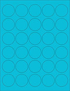NextDayLabels 8-1/2 x 11" Neon Color High Light Fluorescent Labels for Laser & Inkjet Printer (Blue Fluorescent, 1.5" Round - 30 Per Page | 3000 Labels)