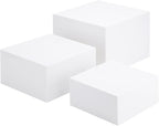 Clisela 3pcs Acrylic Cube Display Stands Box Risers with Hollow Bottoms, Food Risers for Buffet Table, Decorative Display Stand Shelf for Dessert Collectibles Jewelry Figures Show - White 6" 7" 8"