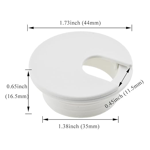 HAHIYO 2Pcs 1.38Inch/35mm White ABS Plastic U-Shaped Desk Grommet Wire Grommet Cable Management Cord Hole Cover Desk Wire Hole Insert Wire Organizer for Computer Office Home School Equipment Systems