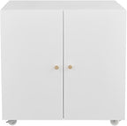 Metal Printer Stand with Storage, Heavy Duty 3D Printer Cabinet on Wheels for Home Office, Table for Printers with Adjustable Shelf Under Desk File Cabinet White 23.6''H