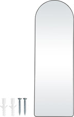 VEVOR Arched Full Length Mirror, 65'' x 22'', Large Free Standing Leaning Hanging Wall Mounted Floor Mirror with Stand Aluminum Alloy Frame, Full Body Dressing Mirror for Living Room Bedroom, Black