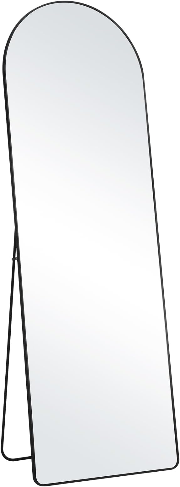VEVOR Arched Full Length Mirror, 65'' x 22'', Large Free Standing Leaning Hanging Wall Mounted Floor Mirror with Stand Aluminum Alloy Frame, Full Body Dressing Mirror for Living Room Bedroom, Black