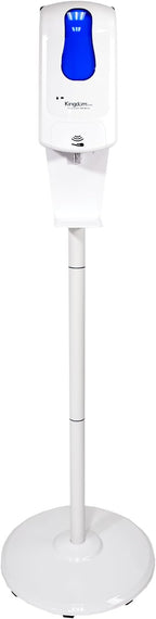 Kingdom Elite Series Automatic Touchless Hand Sanitizer Dispenser with Three Adjustable Dosage Settings Plus a White Metal Stand for Your Liquid and Gel Hand Sanitizers (Plain/Non-Personalized)