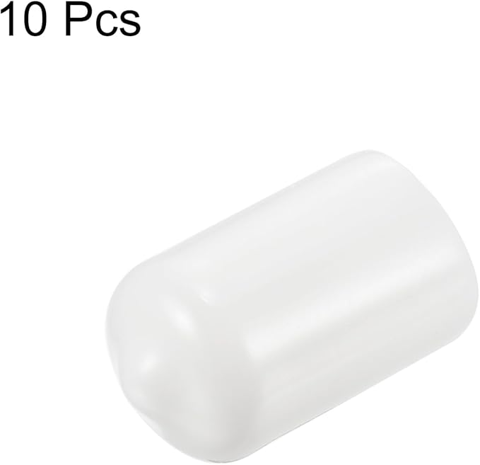 uxcell 10pcs Rubber End Caps 12mm ID Vinyl Round End Cap Cover Screw Thread Protectors White