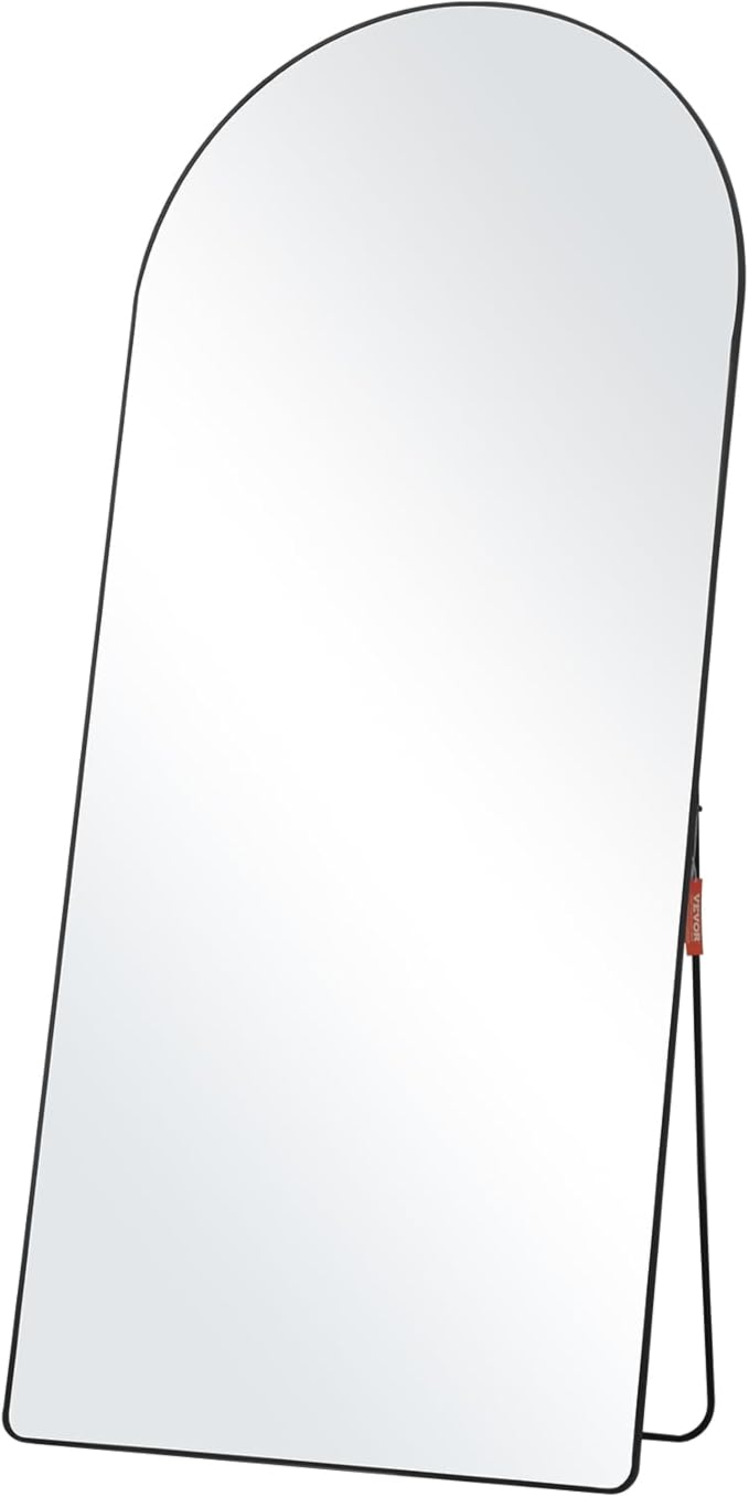 VEVOR Full Length Mirror, 71'' x 32'' Large Black Arched Floor Mirror with Stand Aluminum Alloy Frame, Free Leaning Hanging Wall Mounted, Full Body Mirror for Bedroom Living Room