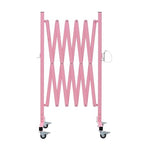 GYMTIME Expandable Metal Barricade, Portable Safety Barrier with Casters, Flexible Mobile Barrier Gate, Adjustable Temporary Fence for Garden Indoor,Airport,School, 8 Feet, Pink