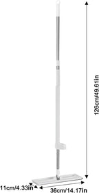 Microfiber Floormop – 49.6x14.1x4.3in Flat Wet Dry Dustmop, Sellf-Wringer Stainless Steel Handlemop | Reusable Machine Washablemop Pads, Easy Household Cleaning Tool for Home Offices