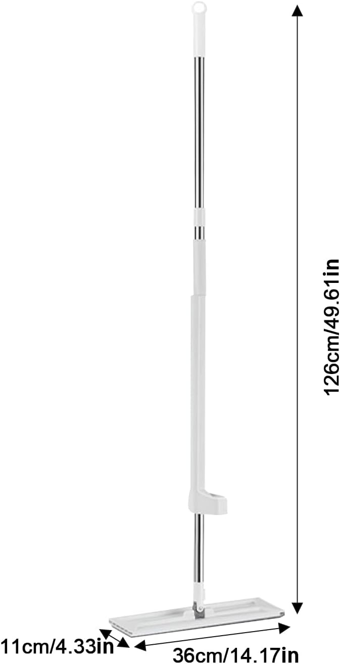 Microfiber Floormop – 49.6x14.1x4.3in Flat Wet Dry Dustmop, Sellf-Wringer Stainless Steel Handlemop | Reusable Machine Washablemop Pads, Easy Household Cleaning Tool for Home Offices