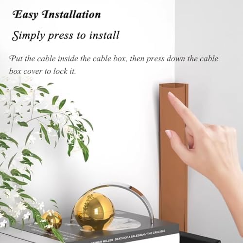 Self-Adhesive PVC Corner Cord Cover, Cable Floor Strip Protector, Black Wire Hider & Mounted Wire Channels for Home Office - No.3, Tidy Up Your Space