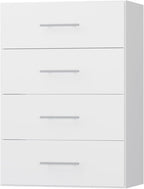4 Drawer Short Tower Closet Unit, Modular Closet System, Wood Closet System Organizer with Storage for Walk In Closets, Clothing Rack Closet for Hanging Clothes, Bedroom, White, 31.5"W