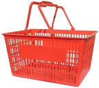 Only Hangers Shopping Basket Set of 12 - Durable Red Plastic Rectangular Baskets with Metal Stand and Sign