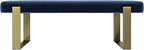 VANT Upholstered Bed Bench - Velvet Navy - Burnished Brass - Contemporary Modern, Bedroom Bench Seat, Hallway, or Entryway