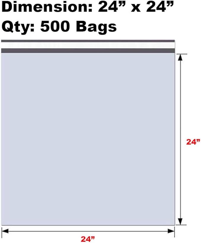 iMBAPrice Poly Mailers 24x24 Inch #8, 500-Pack – Extra-Large White Self-Seal Shipping Bags, Water Resistant Mailing Envelopes for Clothing, Blankets & Business Packaging
