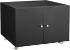 Metal Printer Stand with Storage, Heavy Duty 3D Printer Cabinet on Wheels for Home Office, Table for Printers with Adjustable Shelf Under Desk File Storage Black 17.7''H