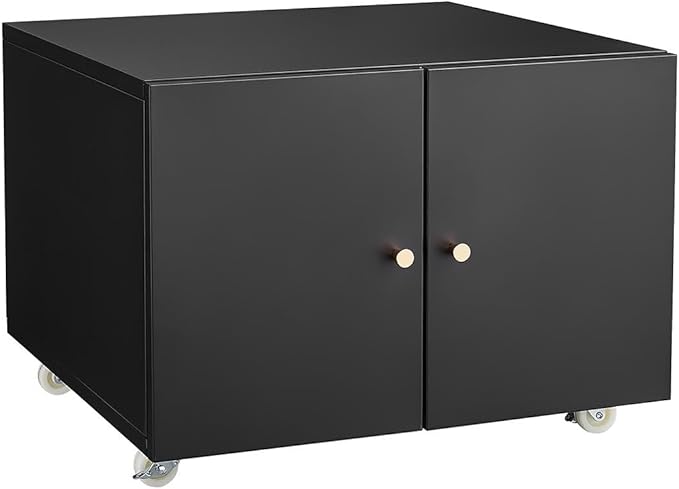 Metal Printer Stand with Storage, Heavy Duty 3D Printer Cabinet on Wheels for Home Office, Table for Printers with Adjustable Shelf Under Desk File Storage Black 17.7''H