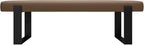 VANT Upholstered Bed Bench - Vintage Leather Cognac - Matte Black - Contemporary Modern, Bedroom Bench Seat, Hallway, or Entryway