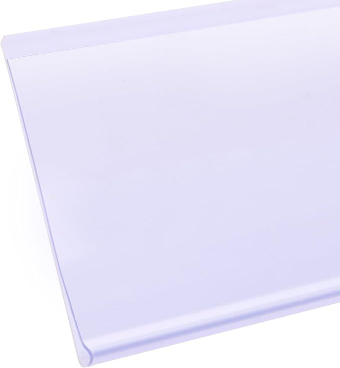 Shelf Label Strips, Pro Painter 50 Pack Self Adhesive 1.5”H Shelf Strip Price Tag Holder for Plastic, Metal and Wood Gondola Shelf, Clear Plastic Front/White Back Sign Holder for 48” Long Shelf