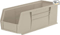 Akro-Mils 30234 AkroBins Plastic Storage Bins, Space-Saving Stackable Bins for Garage, Pantry, Craft Organization, 15" x 5" x 5", Stone, 12-Pack