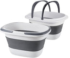 2 Pack Large Collapsible Mop Bucket 4.2 Gallon(16L) with Handle for House Cleaning, Space Saving Outdoor Multiuse Foldable Water Pail for Camping, Fishing, RV(2, Grey)