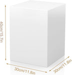 Cube Display Pedestal Stand for Bridal Shop, Square White Display Risers Columns, Party Event Decor Platform Base Showcase for Comic-Con Home Shop Boutiques (11.8*11.8*15.7in)