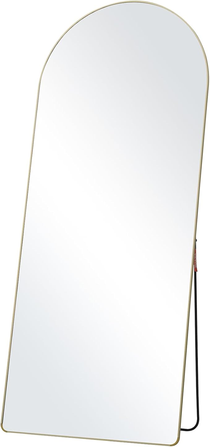 VEVOR Full Length Mirror, 71'' x 30'' Large Gold Arched Floor Mirror with Stand Aluminum Alloy Frame, Free Leaning Hanging Wall Mounted, Full Body Mirror for Bedroom Living Room