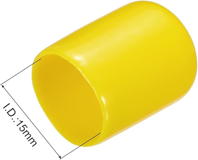 uxcell 10pcs Rubber End Caps 15mm ID Vinyl Round End Cap Cover Screw Thread Protectors, Yellow
