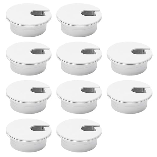 10 Pcs Desk Grommet 2" / 50 mm, Desk Cord Hole Cover, Cable Grommet ABS Plastic, Desk Hole Grommet for Home & Office Pc, Detachable Cable Cord Organizer-White