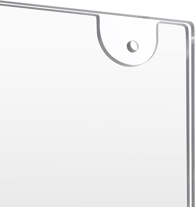 PecMuikee Acrylic Sign Holder 8.5x11 Horizontal, Wall Mount Acrylic Sign Holder and Plastic Paper Display Ad Frame bonus with 3M Tape and Mounting Screws for Restaurants, Office, Market, Store, 2 Pcs