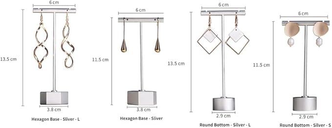 GISELA D 4Pcs Sliver Metal Earring T Bar Stand Retail Display Holders for Show, Jewelry Online Stores Photography Display Props (Sliver 4pcs)