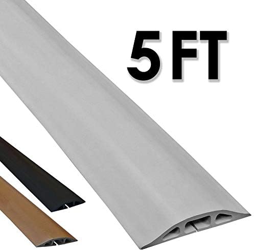 Electriduct D-2 Low Profile Rubber Duct Cord Cover Floor Cable Protector - 5 Feet - Gray (Raw Rubber Material)