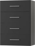 ROOMTEC 19.5" 4 Drawer Short Tower Closet Unit, Modular Closet System with Drawers and Shelf, Wardrobe Organizer for Bedroom or Walk-in Closet, Wall Mounted, Customizable Clothes Storage Unit, Black