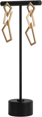 GemeShou Black Metal T Shape Earring Display holders, Earring T Stand for Show, T Bar Jewelry Stand for Online Store Photography【Black-Round Base Height 5.3"】