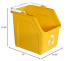 6 Gallon Stackable Recycling Bins for Homes, Garages, Offices Made of 100% Recycled Plastic - (Yellow, 20 Pack)