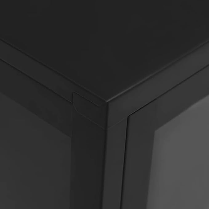 Sideboard Kitchen Buffet Storage Cabinet Storage Organizer, Black 29.5"x13.8"x41.3" Steel and Glass D320009C