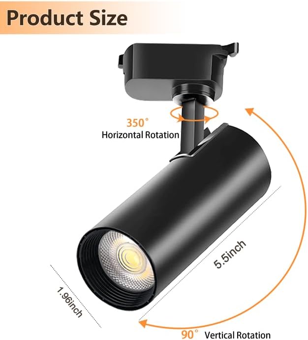 Black LED Track Lighting Heads (No Track Rails), 2-Lights 10W Dimmable Track Lights Head Suitable for H Type Rails 3000K Warm White Ceiling Spotlight Fixture for Indoor Home Commercial