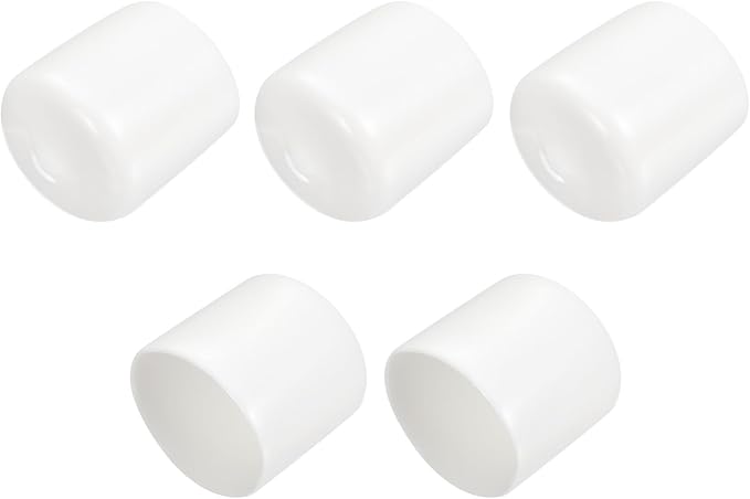uxcell 5pcs Rubber End Caps 25mm ID Vinyl PVC Round Tube Bolt Cap Cover Screw Thread Protectors White