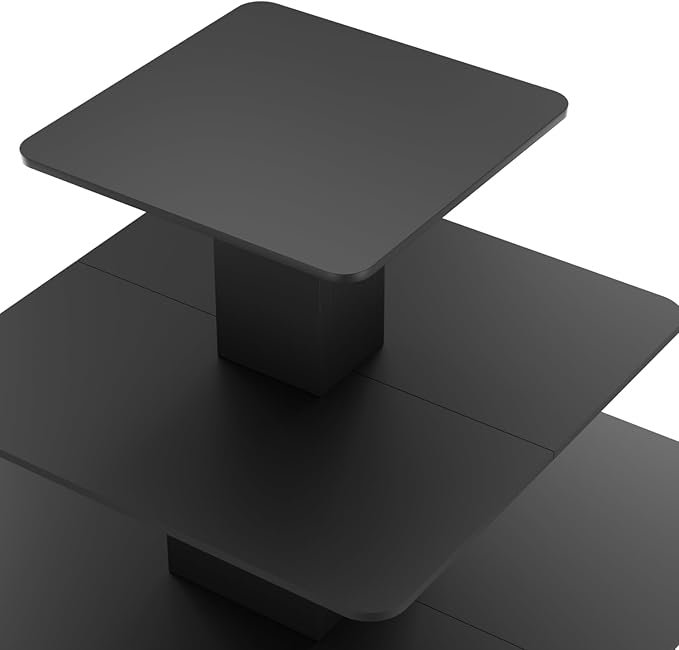 WISDOMFUR 3 Tier Squre Display Table – Multi-Colors, 48"" x 48"" x 42"" (Black), 3TR4848