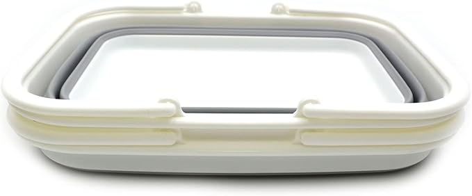 SAMMART 9.2L (2.37Gallon) Collapsible Tub with Handle - Portable Outdoor Picnic Basket/Crater - Foldable Shopping Bag - Space Saving Storage Container (Grey & Orange, 2)
