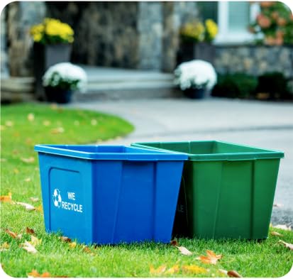 Curbside 18 Gallon Green Recycling Bin with Carrying Handles for Homes or Businesses | Easily Recognizable from The Curb | High-Capacity, Stackable - Single Unit - Green