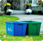 Curbside 18 Gallon Blue Recycling Bin with Carrying Handles for Homes or Businesses | Easily Recognizable from The Curb | High-Capacity, Stackable - Single Unit - Blue