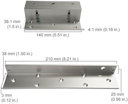 Visionis FPC-5191 300lbs Indoor Electromagnetic Lock with 300 lbs L and Z Bracket for Inswinging Door Maglock