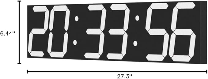 Digital Wall Clock, Oversize Led Digital Clock with Auto Dimmer, Huge Countdown Timer with Remote Control, 27" Wide Led Display, 6 Digits, Wall Mount, Date and Temperature (White)