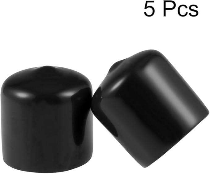 uxcell 5pcs Rubber End Caps 22mm ID Vinyl Round Tube Bolt Cap Cover Screw Thread Protectors Black