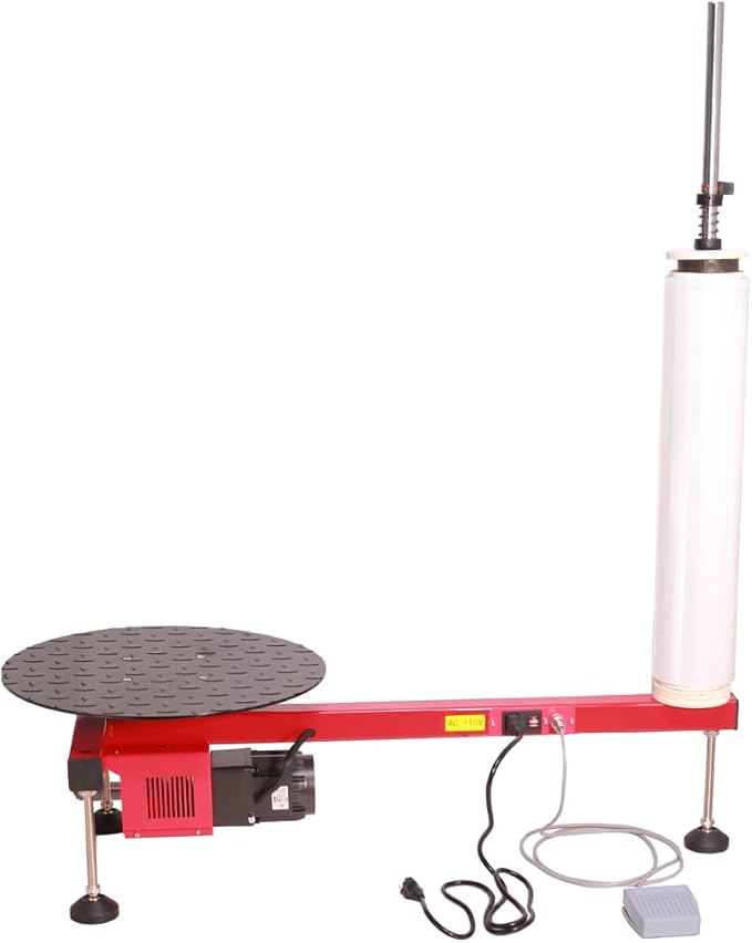 Electric Stretch Film Wrapping Bench, Semi-auto Table Stretch Film Dispenser Wrapping Machine for Film Width Within 27.5" (70cm)